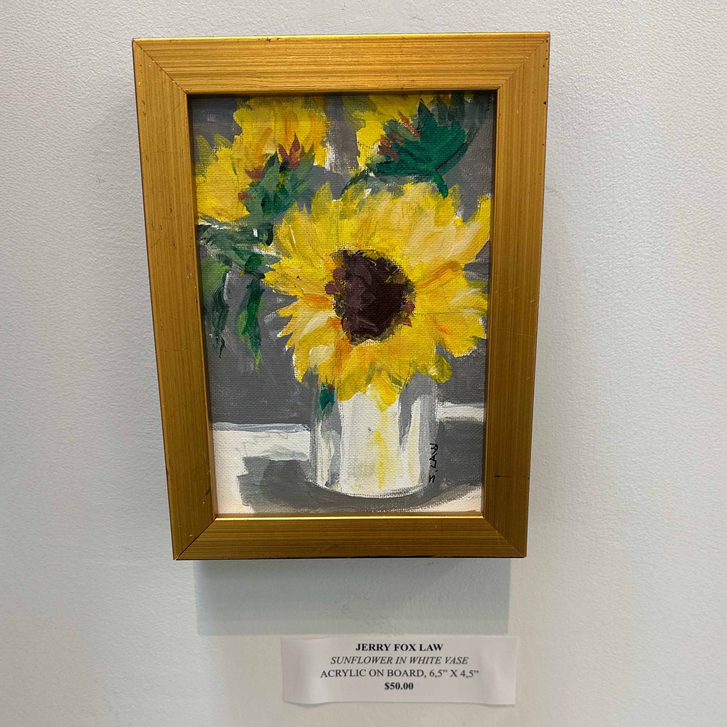Sunflower In White Vase, 6.5" X 4.5"