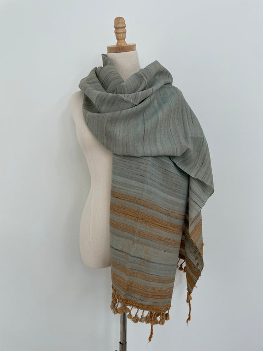 The Storm Grey Scarf with Tassels