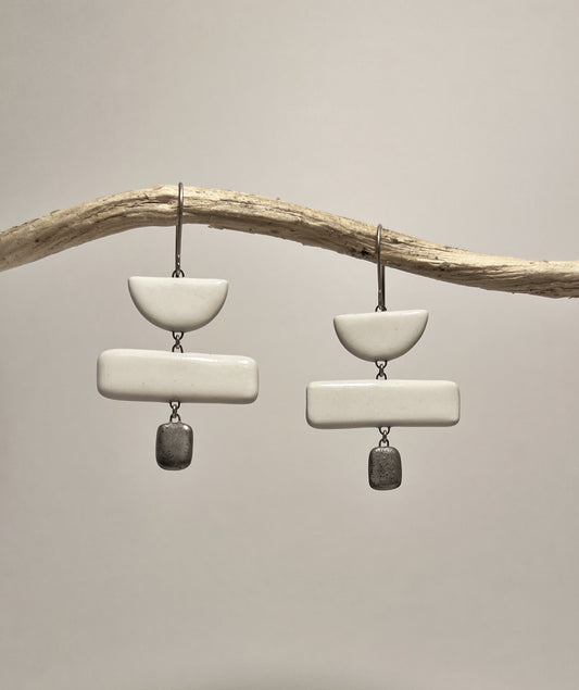 The Ceramic Earrings in Silver