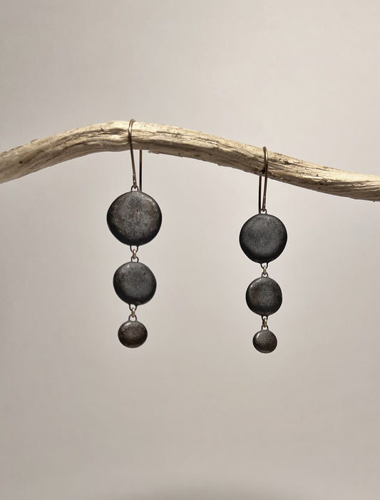 The Three Black Dots Ceramic Earrings