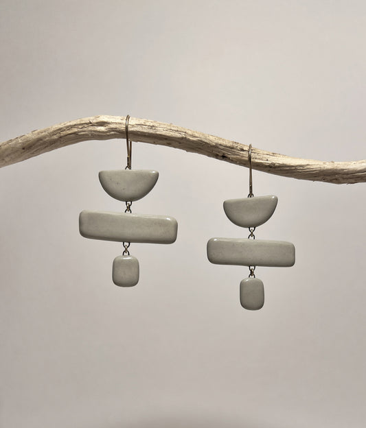 The Ceramic Earrings in Dove Grey