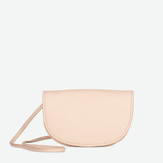The Little Moon Leather Crossbody Bag in Soft Petal Pink