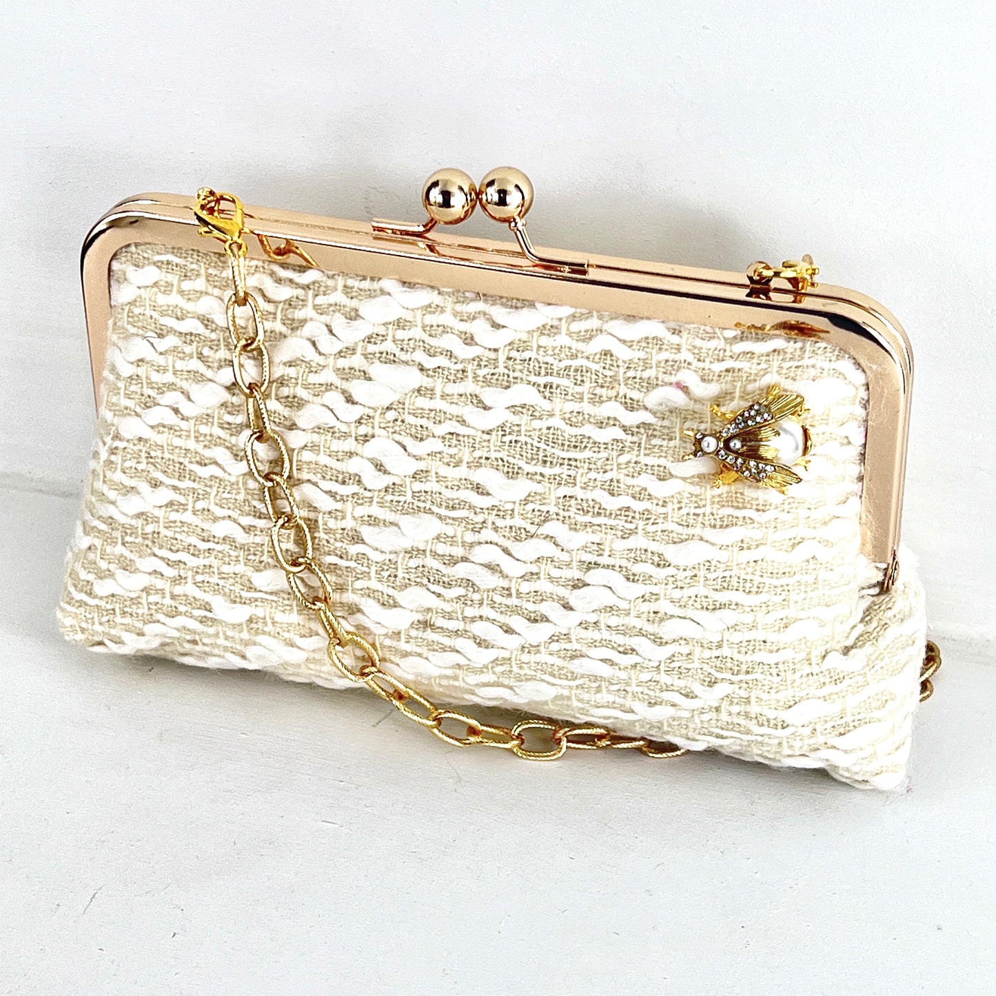 The Ivory Wool Boucle Handbag